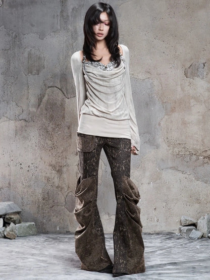 ARIADNAw Vintage Draped Punk Ruffle Top Cardigan