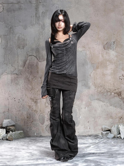 ARIADNAw Vintage Draped Punk Ruffle Top Cardigan