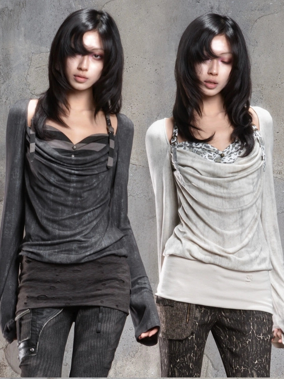 ARIADNAw Vintage Draped Punk Ruffle Top Cardigan