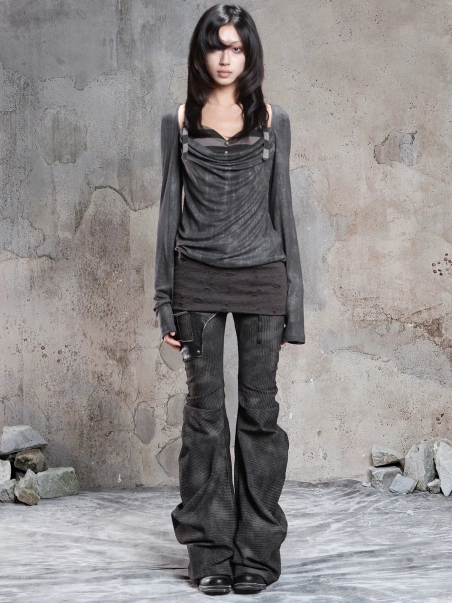 ARIADNAw Vintage Draped Punk Ruffle Top Cardigan