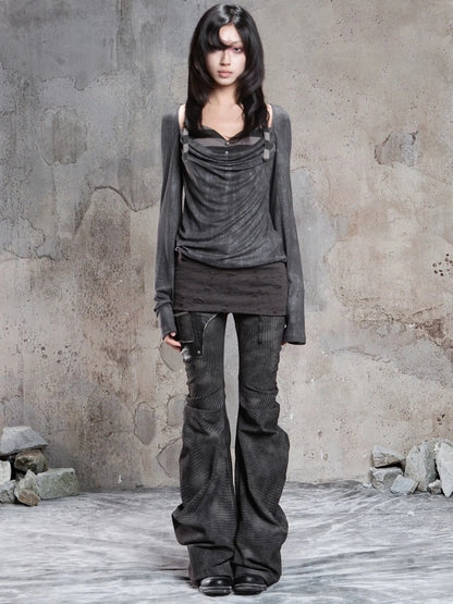 ARIADNAw Vintage Draped Punk Ruffle Top Cardigan