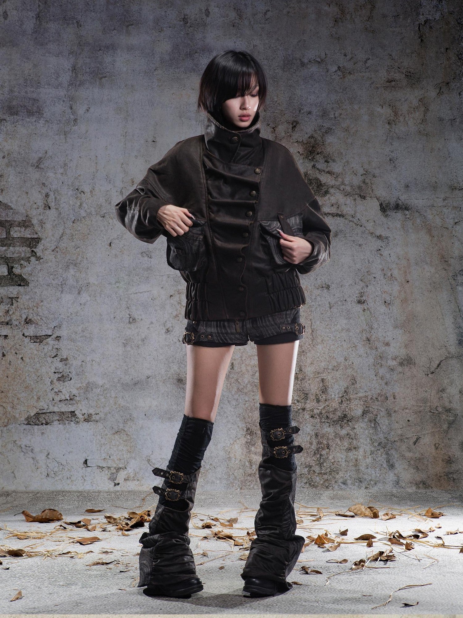 ARIADNAw Vintage Heavy Button Row Printed Loose Designer Women&