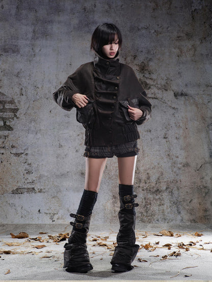 ARIADNAw Vintage Heavy Button Row Printed Loose Designer Women&