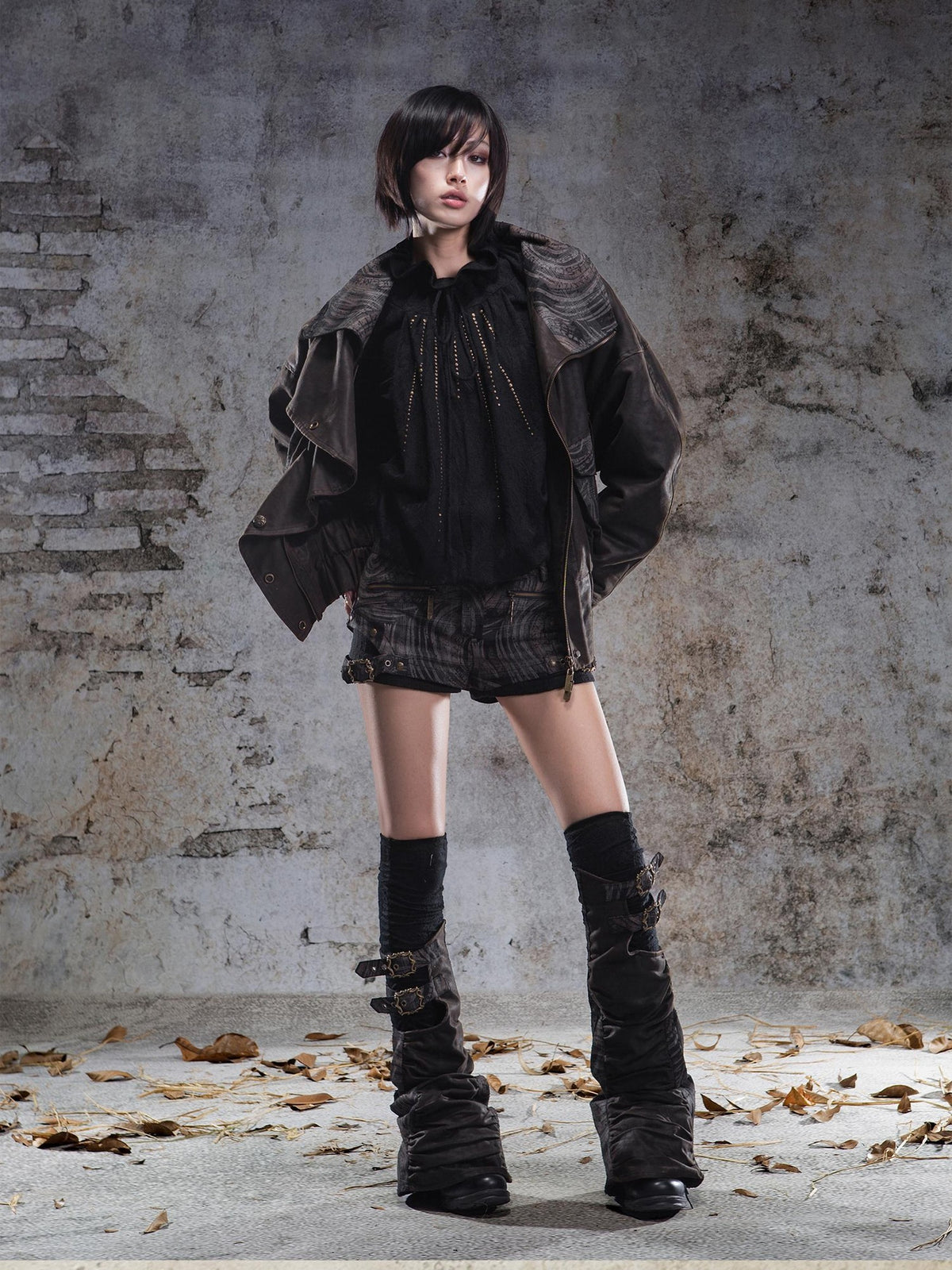 ARIADNAw Vintage Printed Heavy Duty Button Up Loose Fit Women&