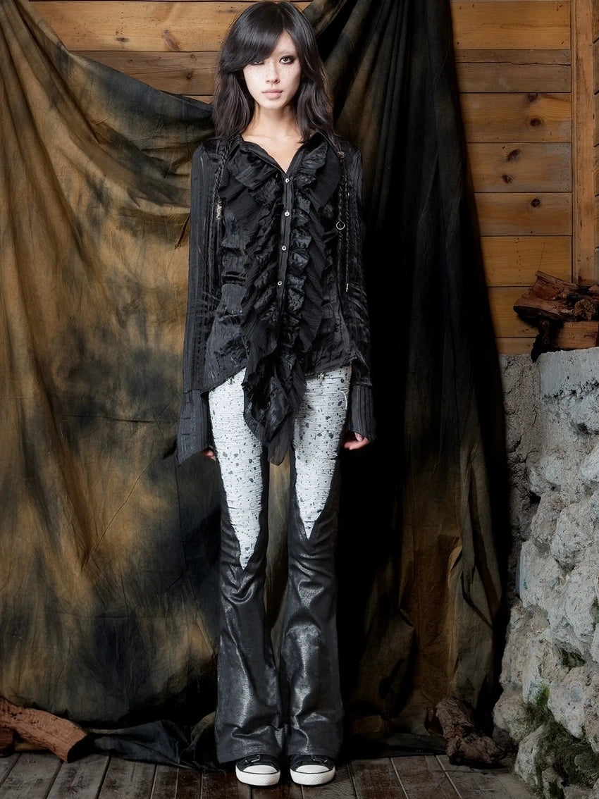 ARIADNAw Vintage Punk Flared Denim Pants Jeans