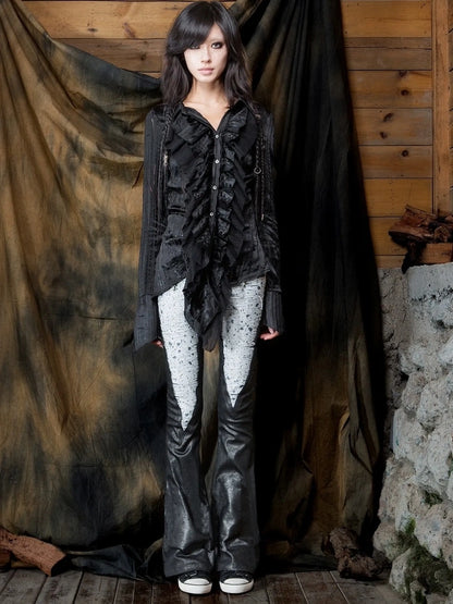 ARIADNAw Vintage Punk Flared Denim Pants Jeans