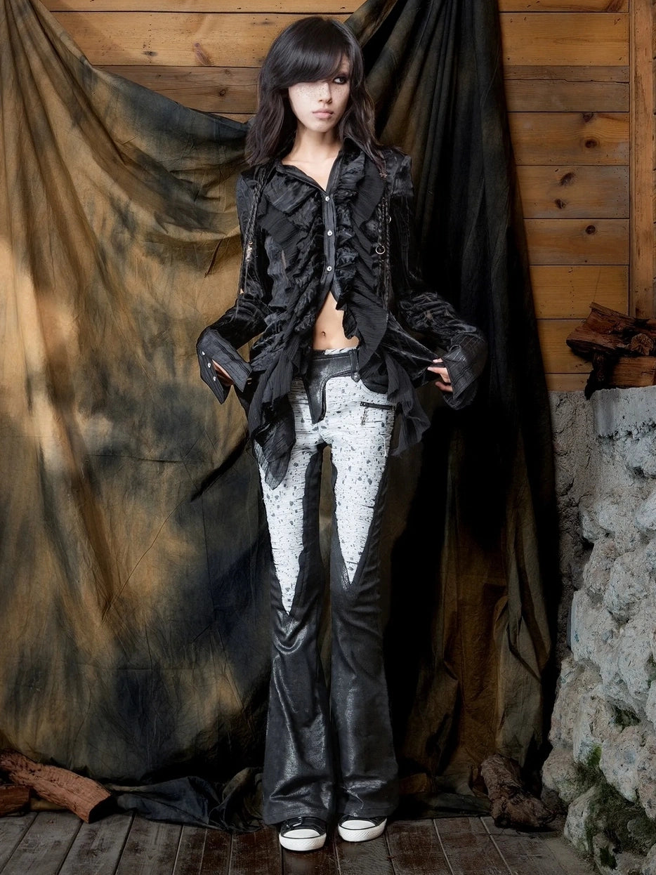 ARIADNAw Vintage Punk Flared Denim Pants Jeans