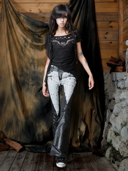 ARIADNAw Vintage Punk Flared Denim Pants Jeans