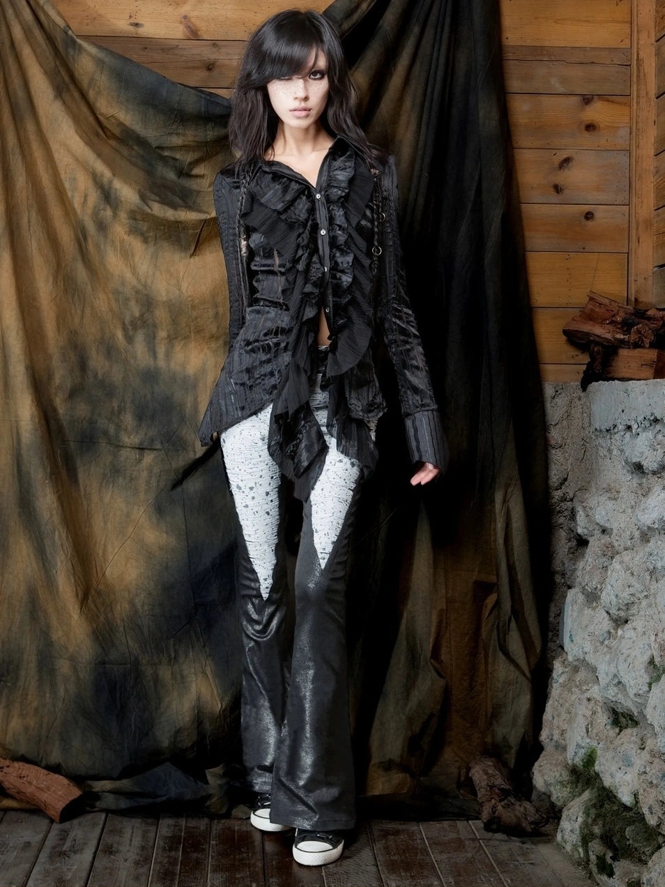 ARIADNAw Vintage Punk Flared Denim Pants Jeans