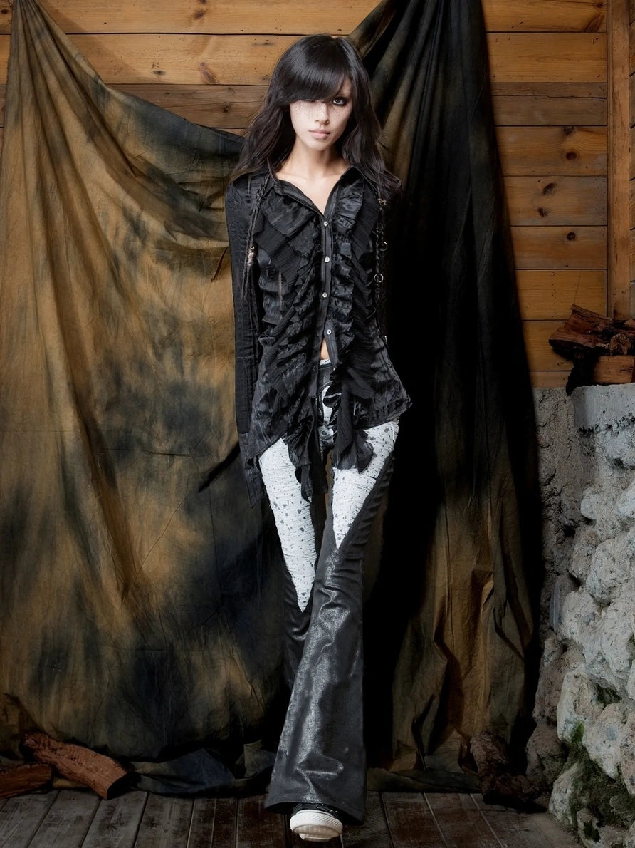 ARIADNAw Vintage Punk Flared Denim Pants Jeans