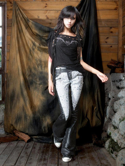 ARIADNAw Vintage Punk Flared Denim Pants Jeans