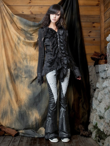 ARIADNAw Vintage Punk Flared Denim Pants Jeans