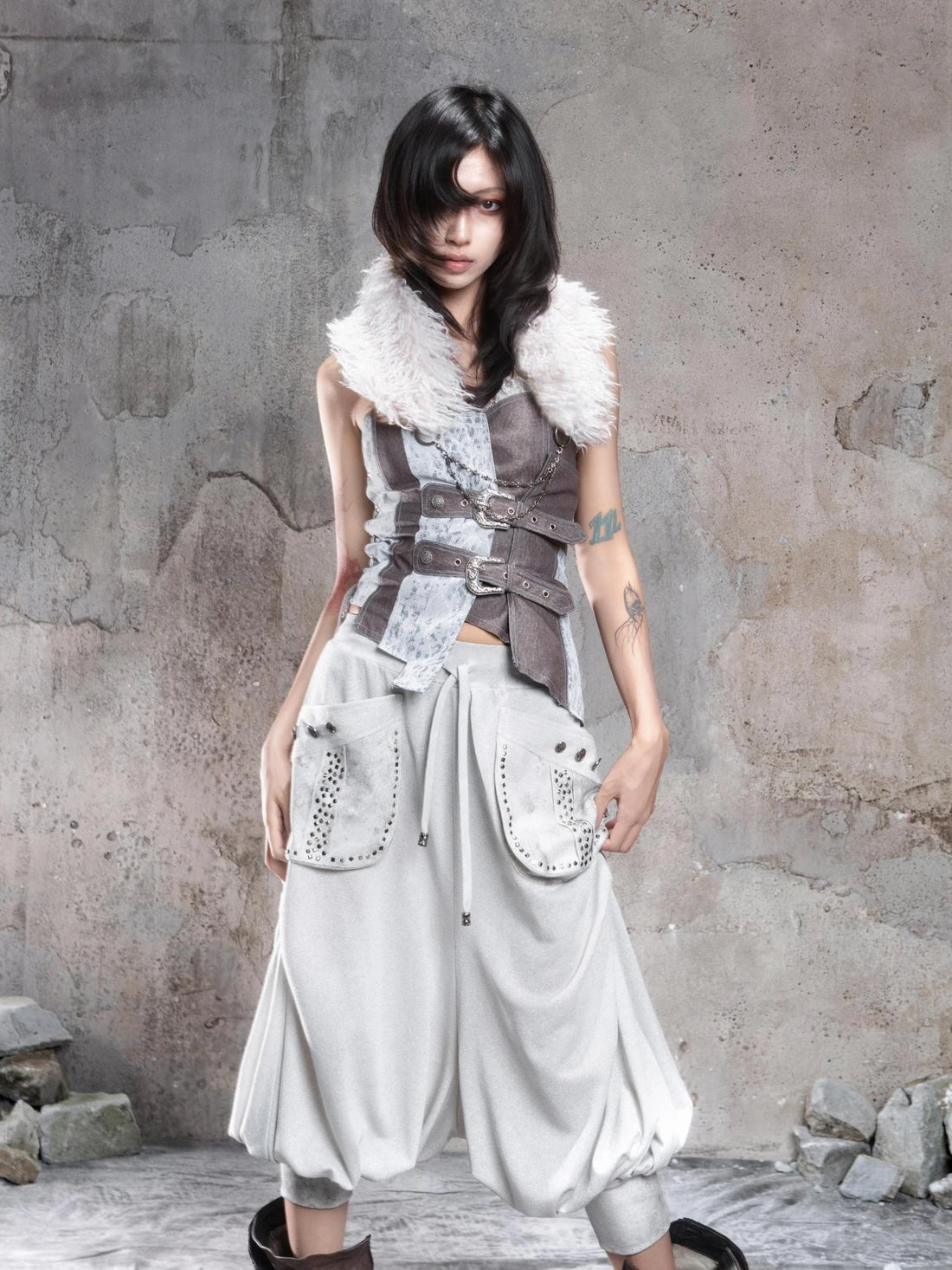 ARIADNAw Vintage Punk Lace Up Corset Top Bikini