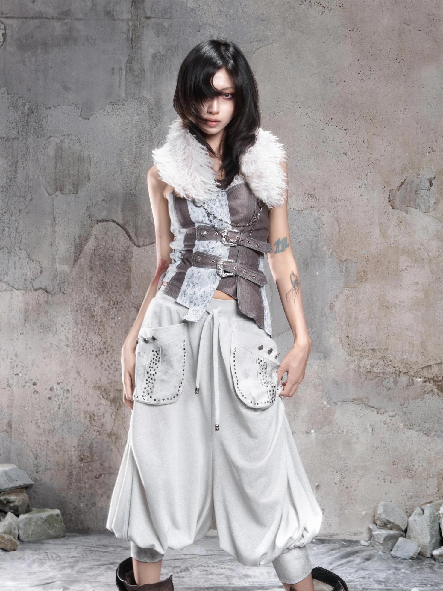 ARIADNAw Vintage Punk Lace Up Corset Top Bikini