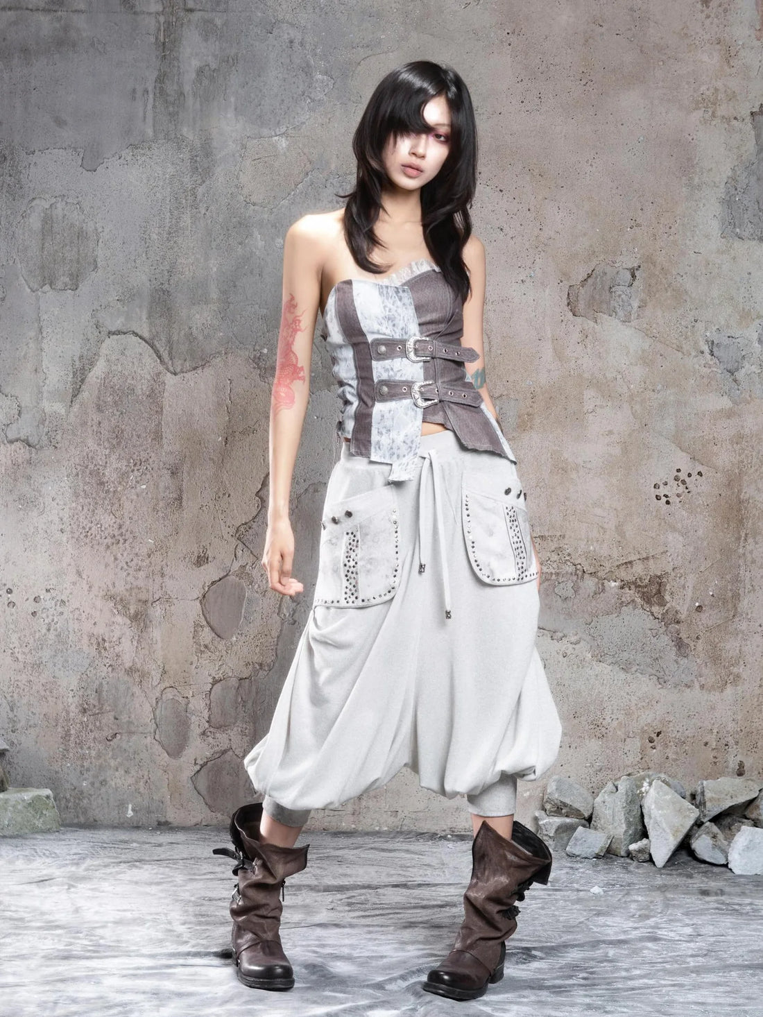 ARIADNAw Vintage Punk Lace Up Corset Top Bikini