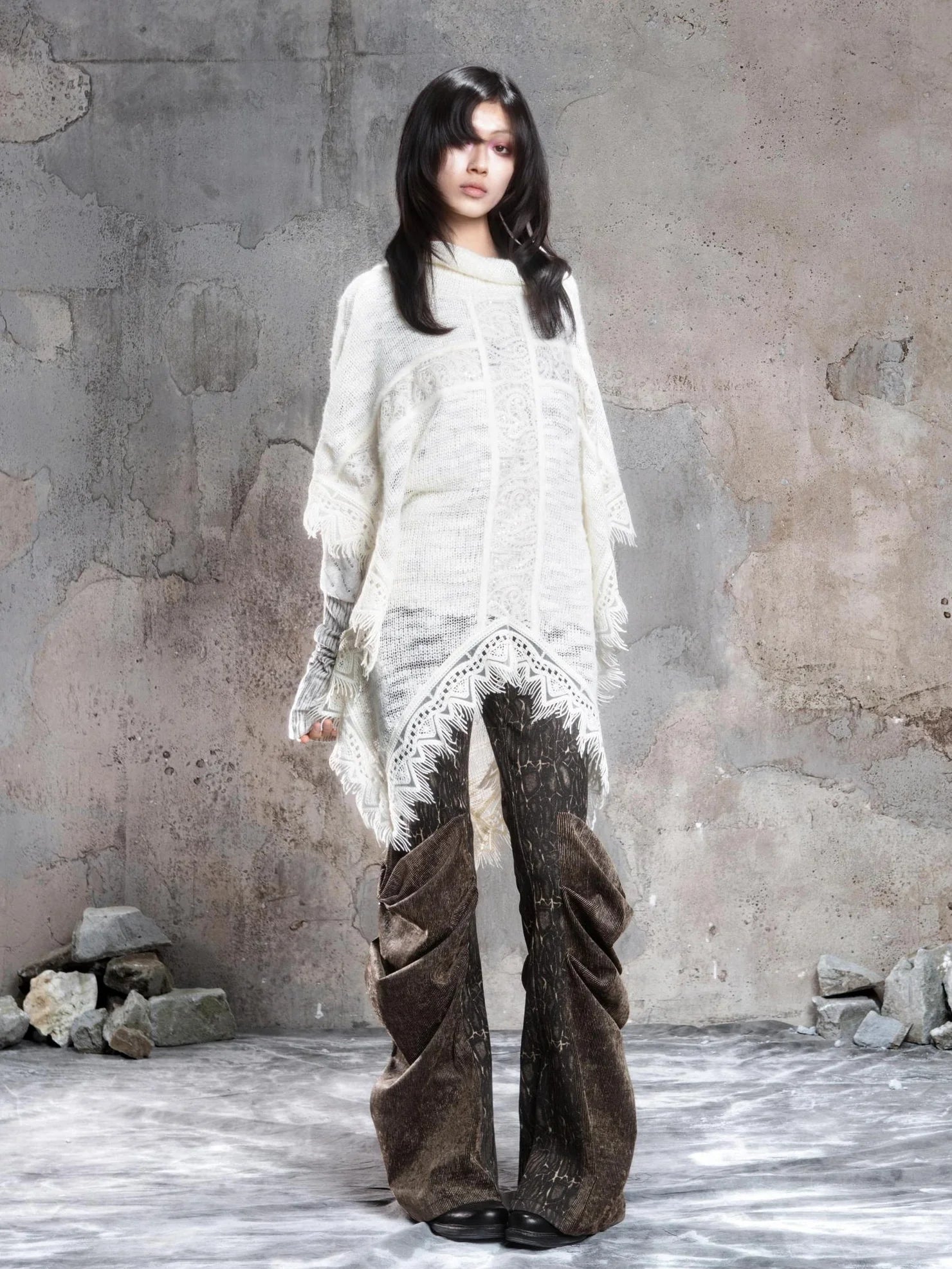 ARIADNAw Vintage Washed Heavy Work Stacked Pocket Flared Pants Jeans