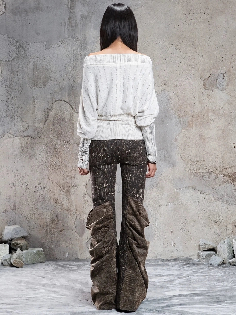 ARIADNAw Vintage Washed Heavy Work Stacked Pocket Flared Pants Jeans