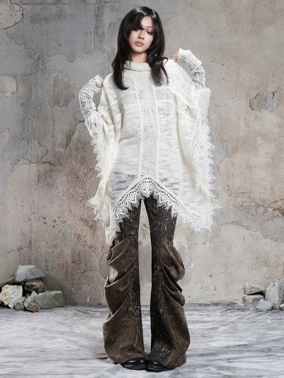 ARIADNAw Vintage Washed Heavy Work Stacked Pocket Flared Pants Jeans