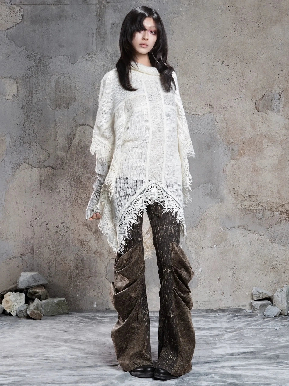 ARIADNAw Vintage Washed Heavy Work Stacked Pocket Flared Pants Jeans