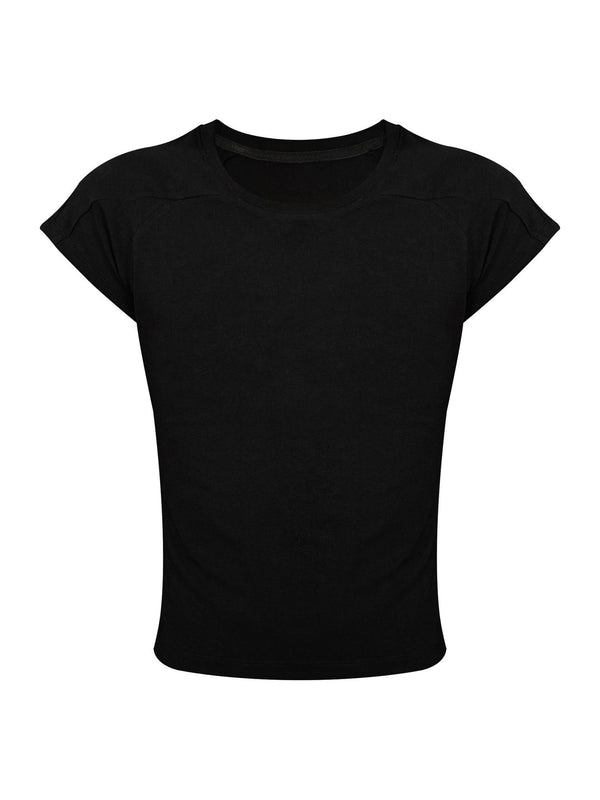 Deconstructed Split Raglan Round Neck Women's Cotton Blend Short Sleeve T-shirts