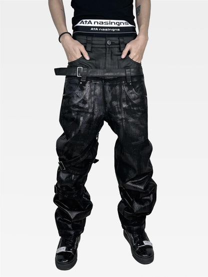 ATAnothingness_Hand_Waxed_Metal_Foil_Double_Waist_Contrast_Tie_Women&