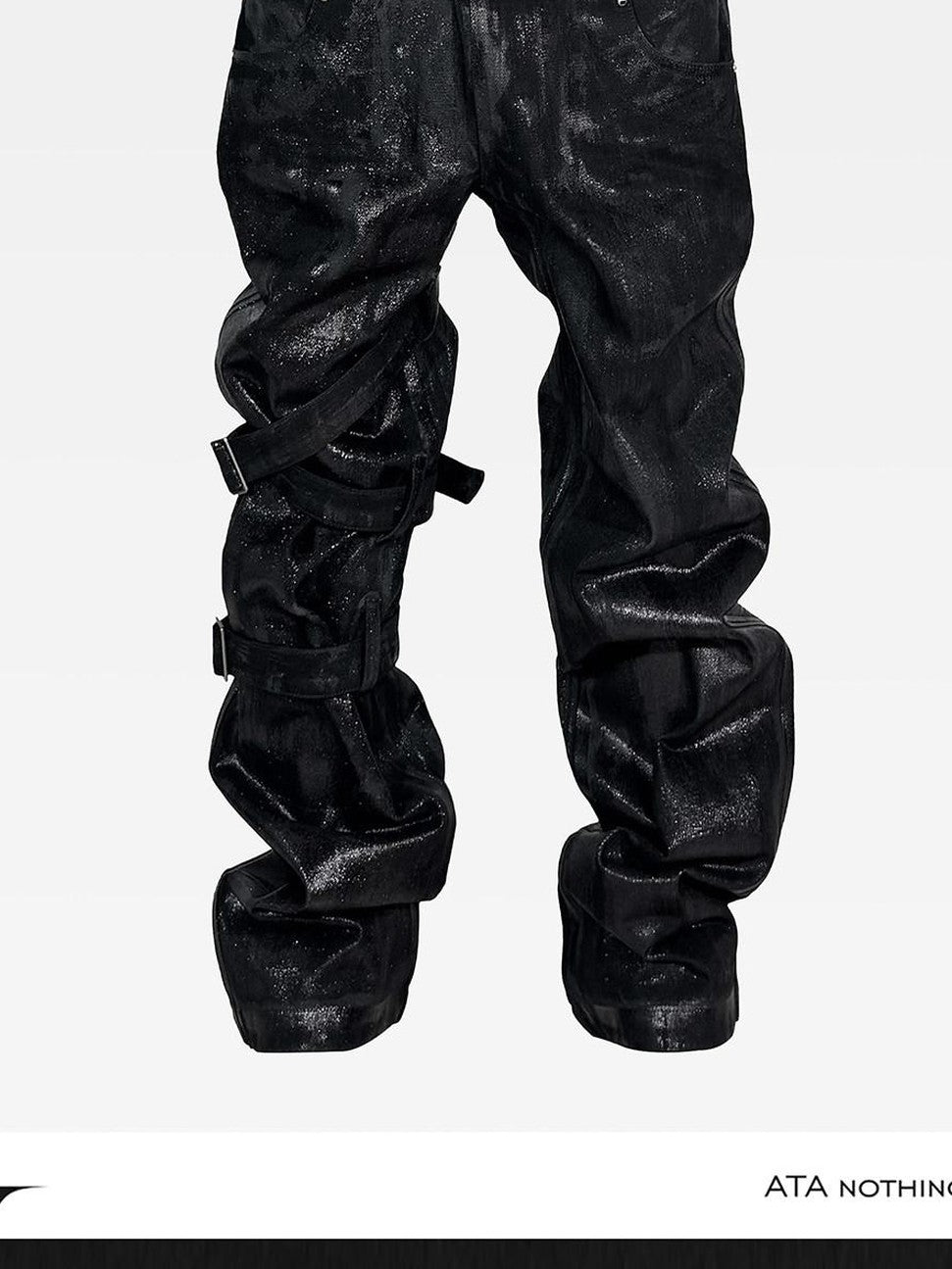 ATAnothingness Hand Waxed Metal Foil Double Waist Contrast Tie Women&
