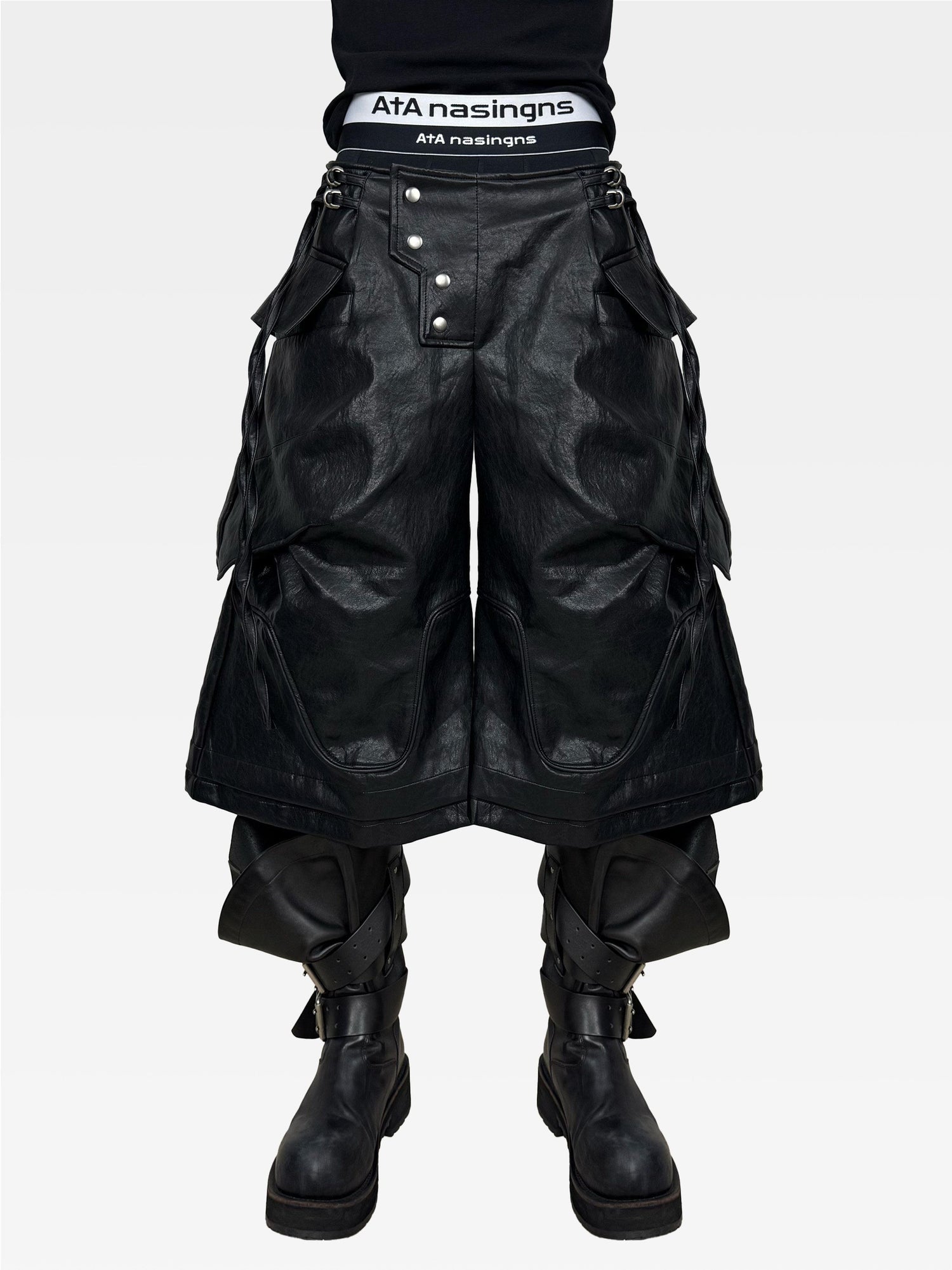 ATAnothingness_Knight_Black_Deconstructed_Textured_Wax_Cropped_Loose_Women&