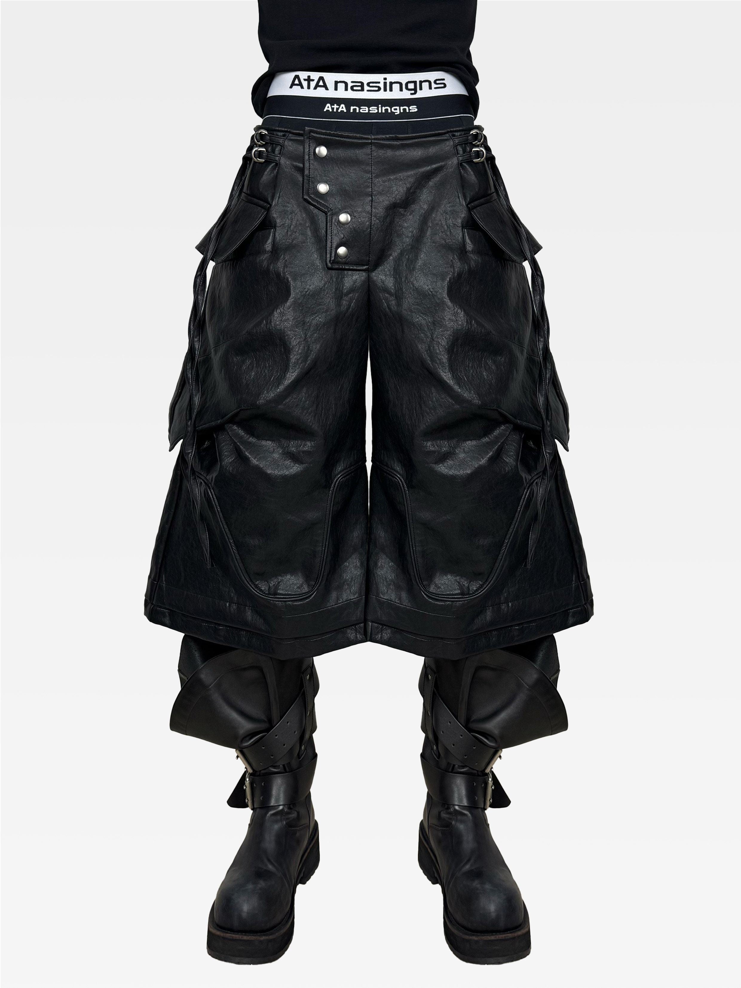 ATAnothingness_Knight_Black_Deconstructed_Textured_Wax_Cropped_Loose_Women&