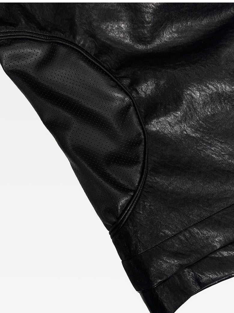 ATAnothingness Knight Black Deconstructed Textured Wax Cropped Loose Women&
