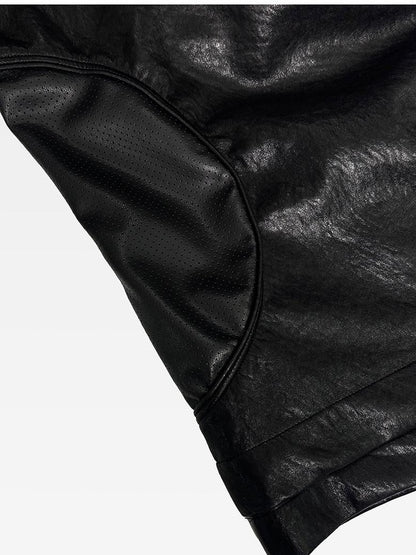 ATAnothingness Knight Black Deconstructed Textured Wax Cropped Loose Women&