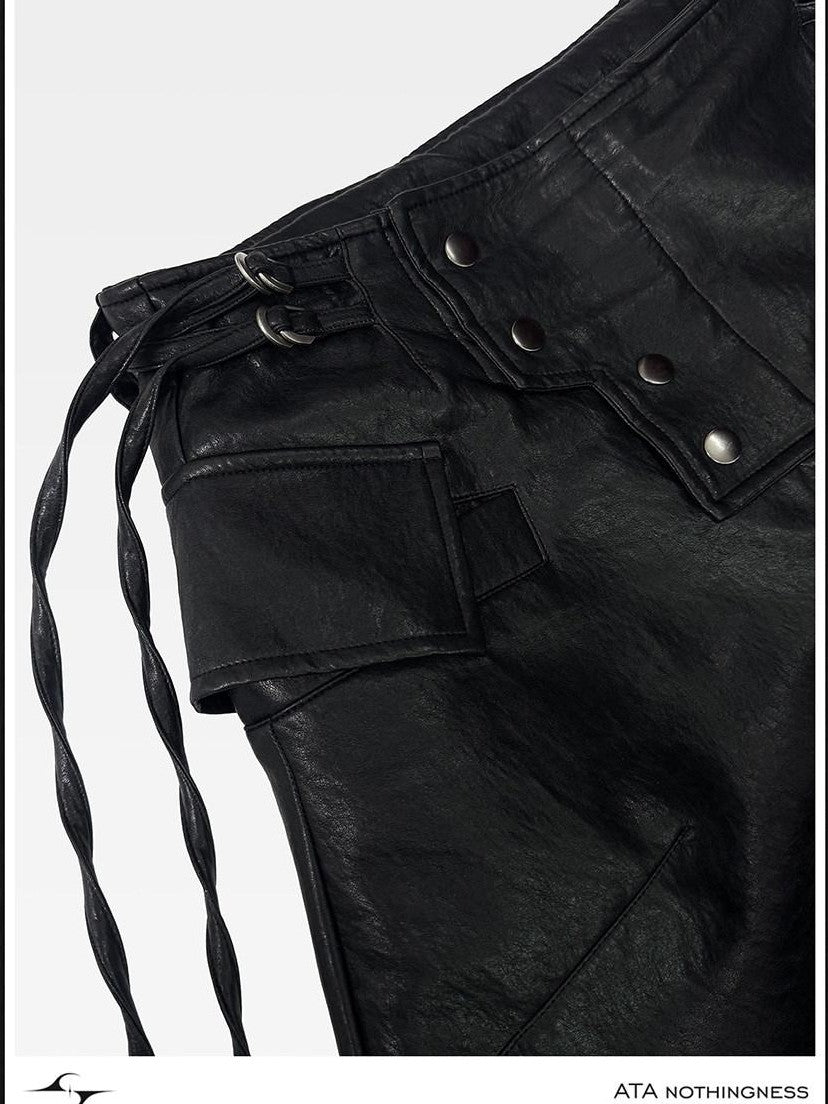 ATAnothingness Knight Black Deconstructed Textured Wax Cropped Loose Women&