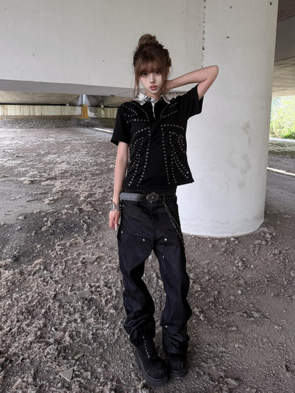 ATAnothingness Leopard Studded Hotfix Polo Women&