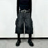 ATAnothingness_Liquid_Metal_Black_Cotton_Loose_Cargo_Mid_Rise_Zipper_Urban_Casual_Denim_Shorts_MISSTT