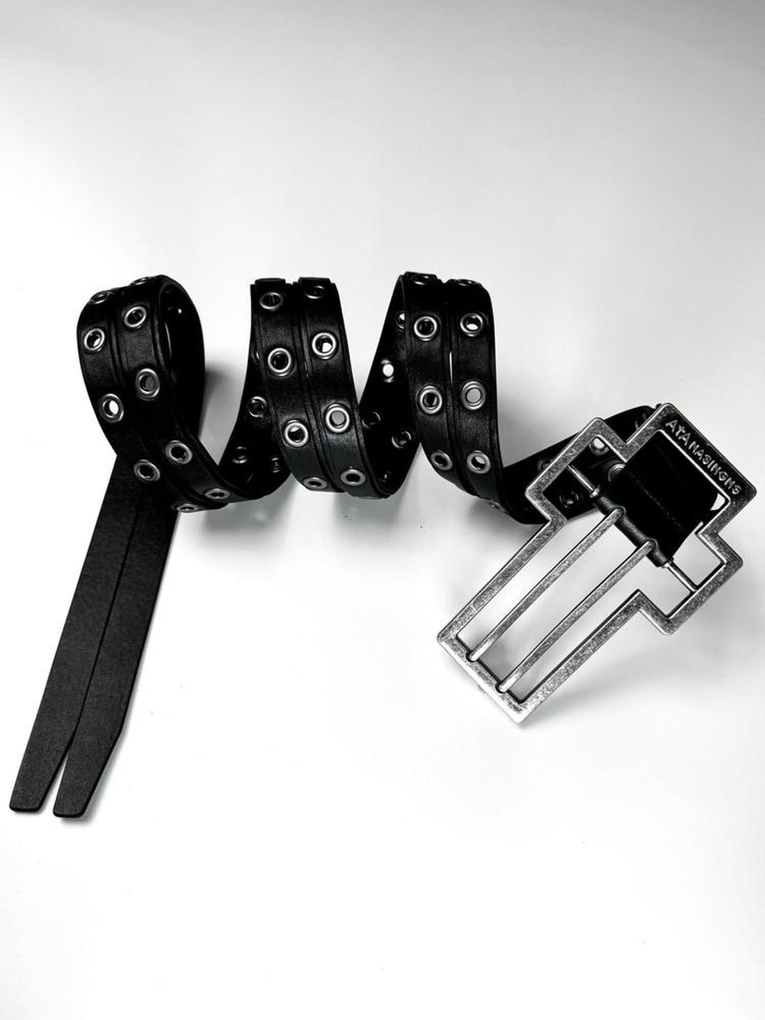ATAnothingness Premium Top Grain Smooth Black Double Layer Buckle Unisex Leather Belts