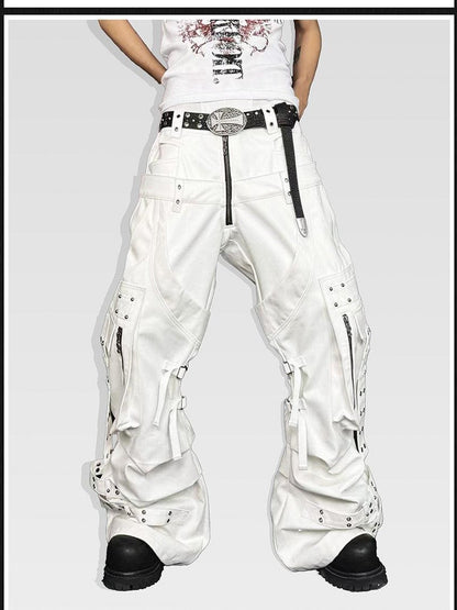 ATAnothingness Silver Moon White Studded Double Waist Waxed Women&