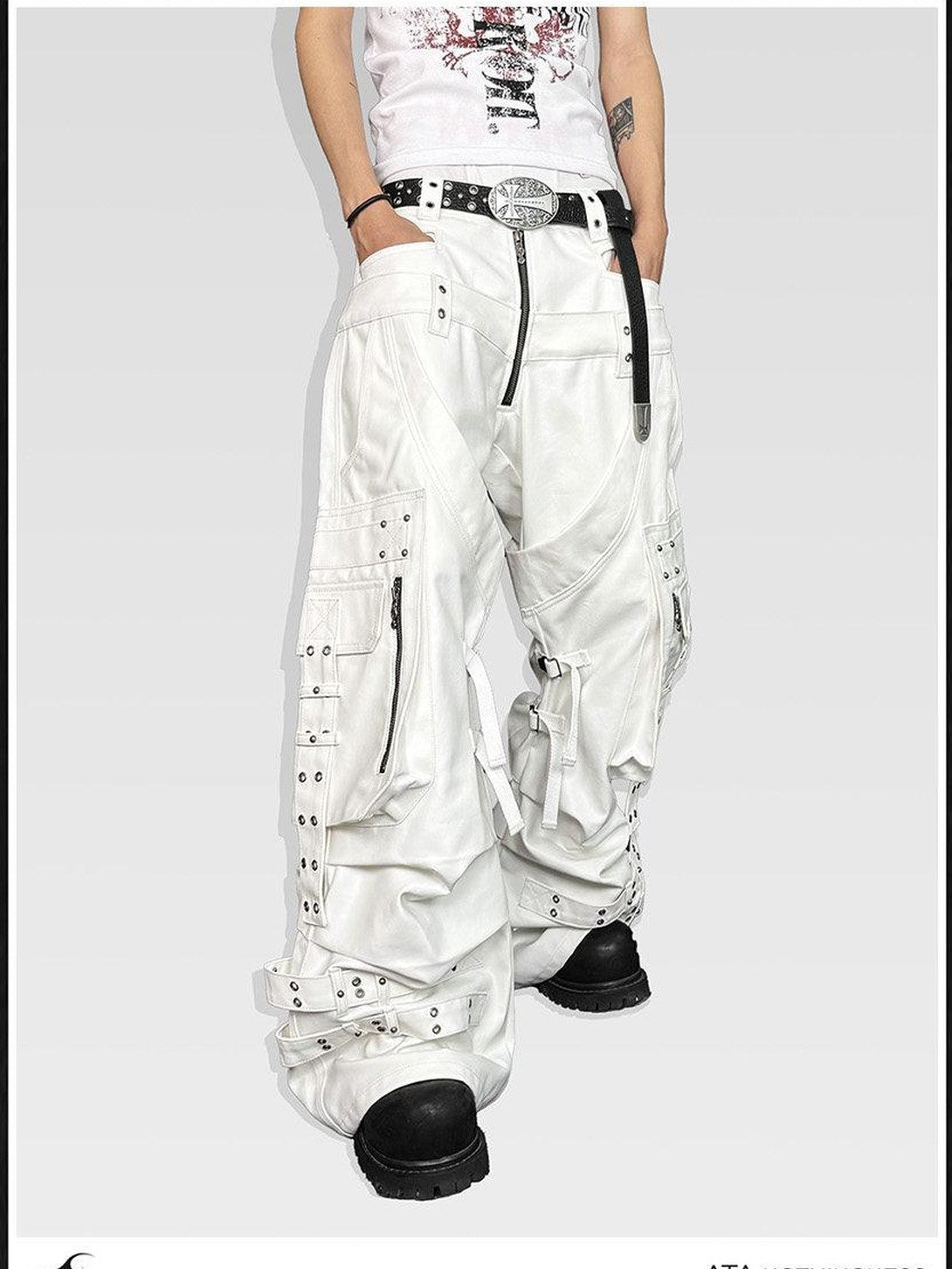 ATAnothingness Silver Moon White Studded Double Waist Waxed Women&