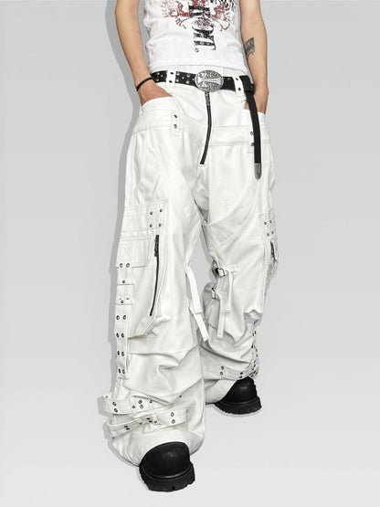 ATAnothingness Silver Moon White Studded Double Waist Waxed Women&