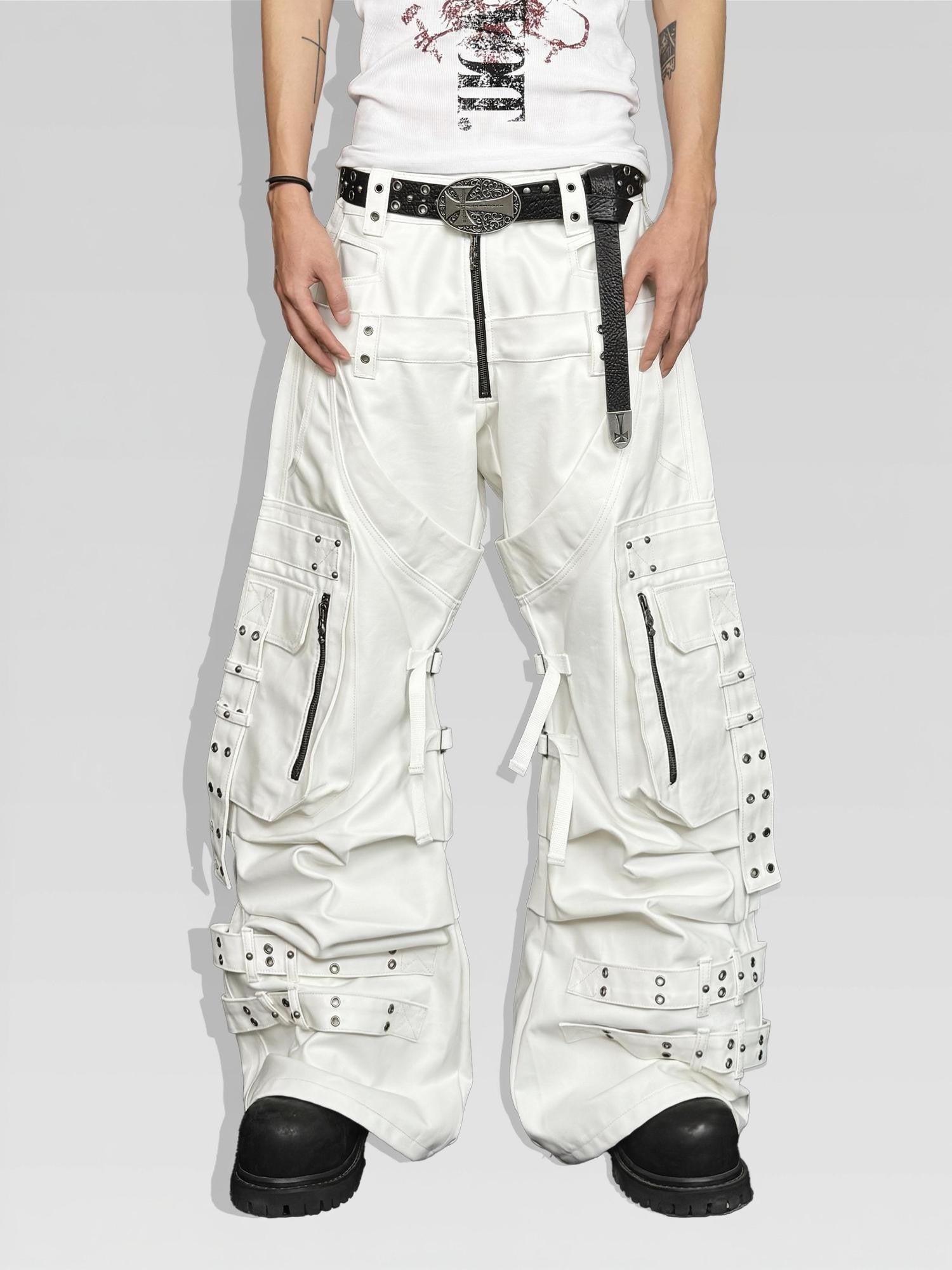 ATAnothingness Silver Moon White Studded Double Waist Waxed Women&