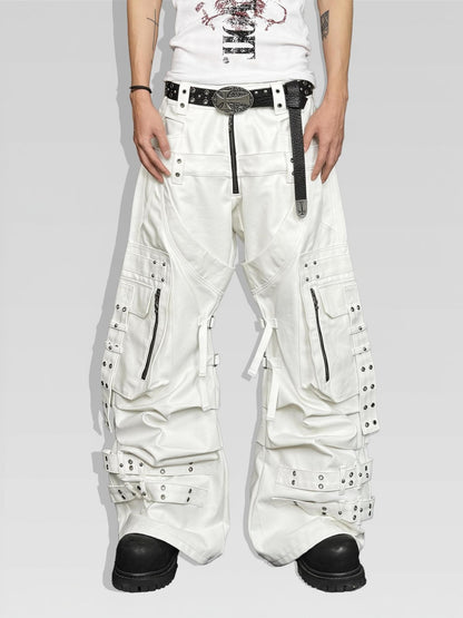 ATAnothingness Silver Moon White Studded Double Waist Waxed Women&