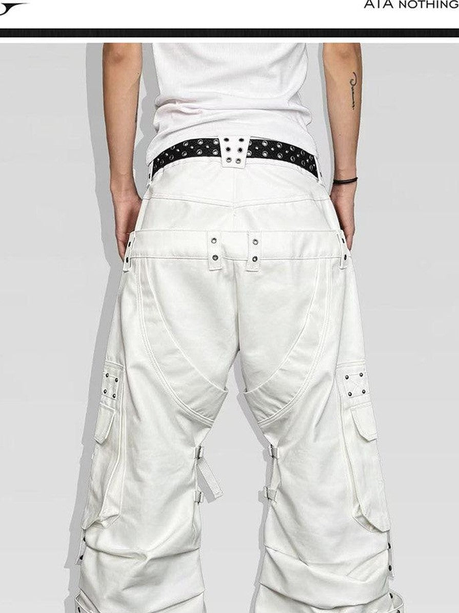 ATAnothingness Silver Moon White Studded Double Waist Waxed Women&