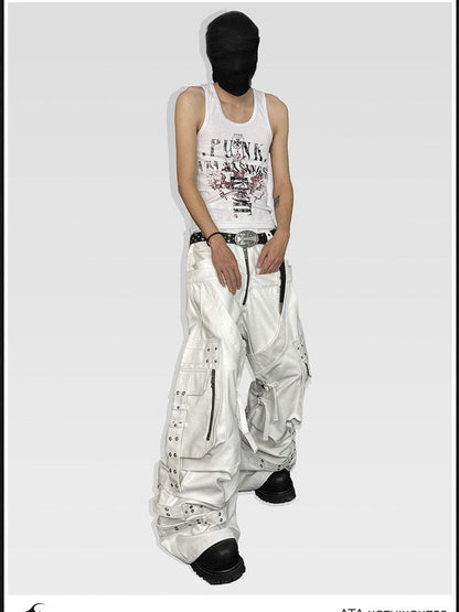ATAnothingness Silver Moon White Studded Double Waist Waxed Women&