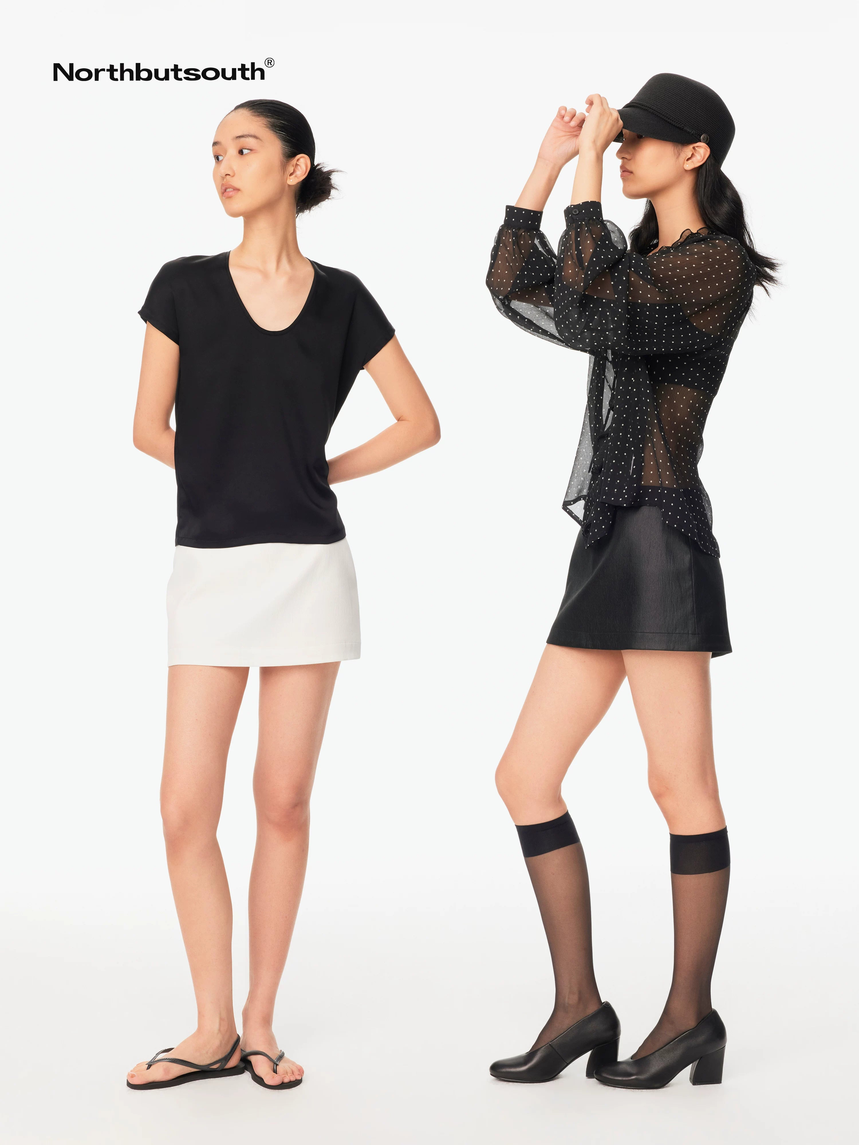 A Line Coated Texture No Waistband Mid Low Rise Women&