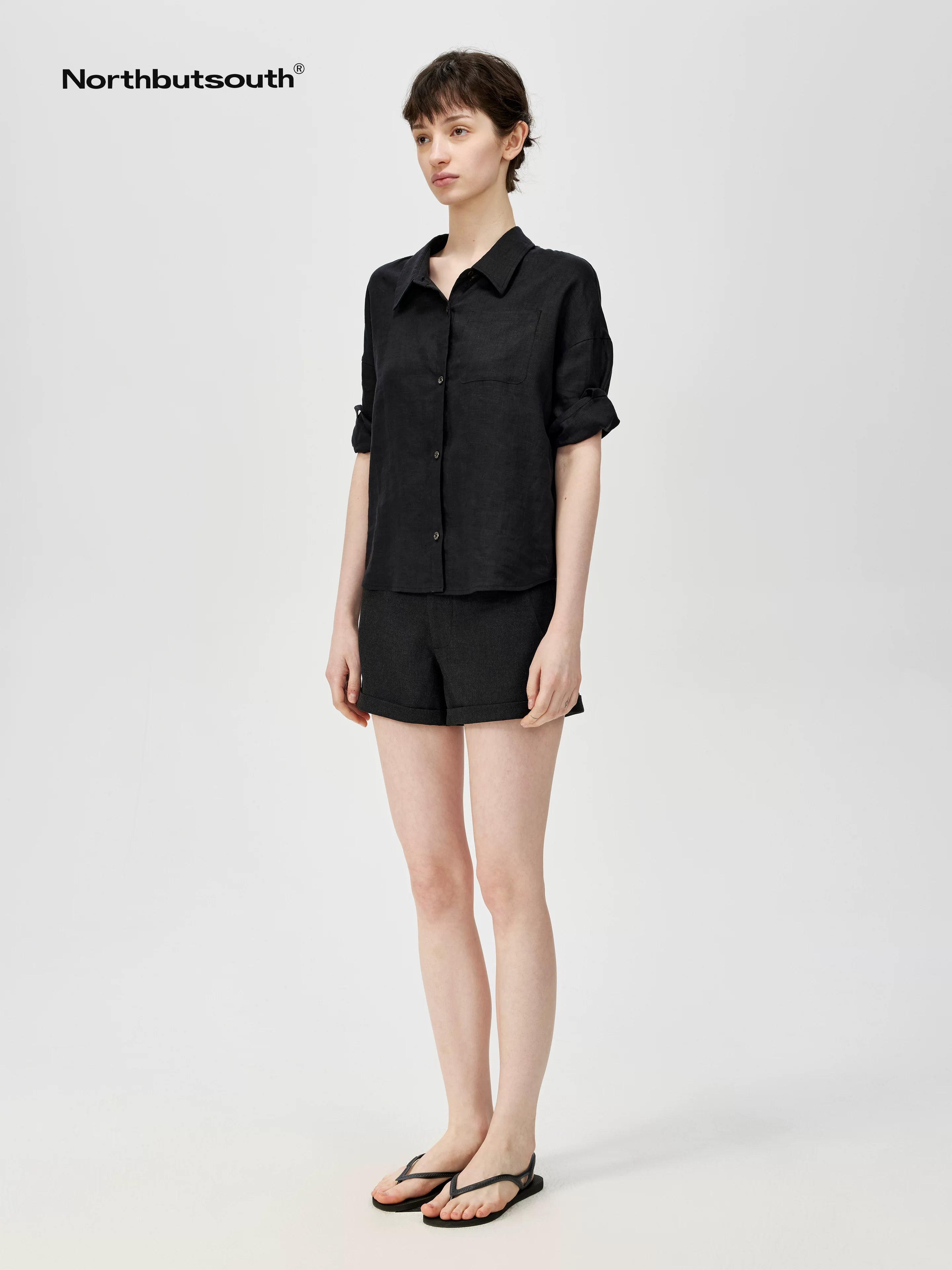 A Line Mini Shorts With Adjustable Metal Waist