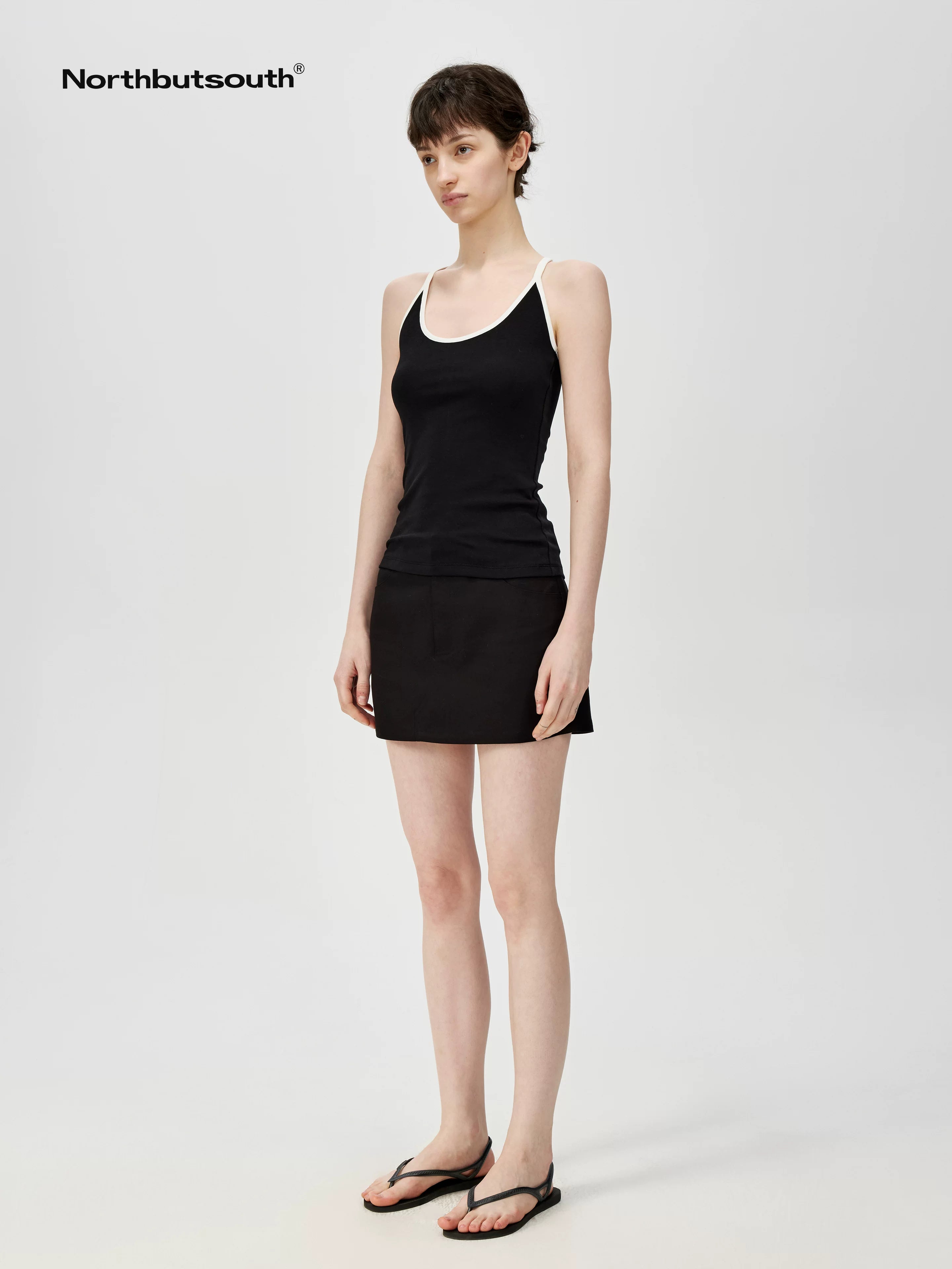 A Line Mini Skirt With Lining And Low Waist