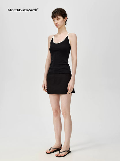 A Line Mini Skirt With Lining And Low Waist