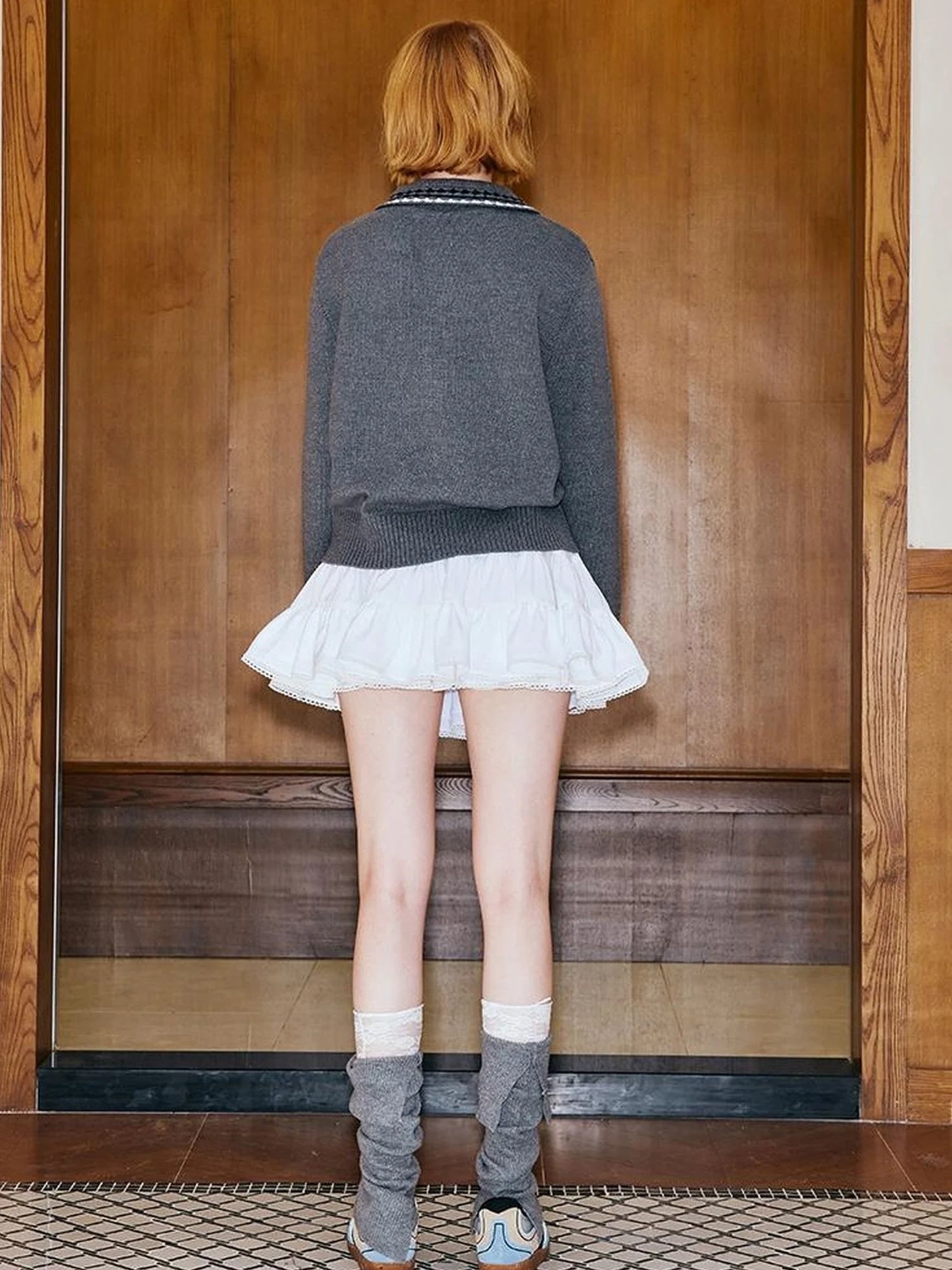 Academy Style Polo Knit With Embroidered Kitty And Heart