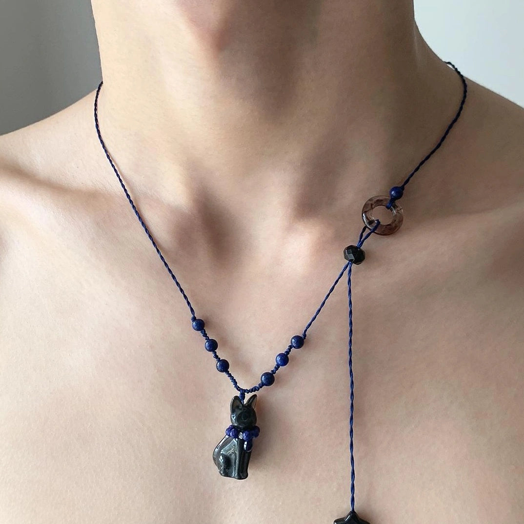 Accessories Adjustable Beaded Cat Necklace