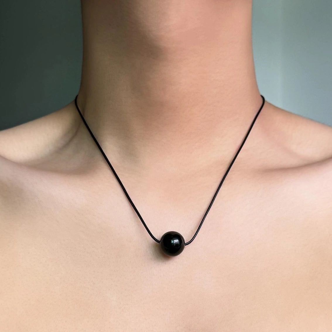 Accessories Adjustable Black Onyx Pendant Leather Cord Necklace