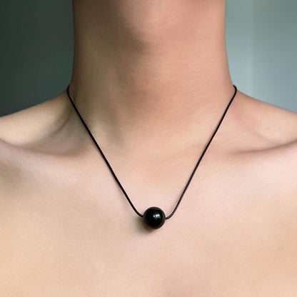 Accessories Adjustable Black Onyx Pendant Leather Cord Necklace