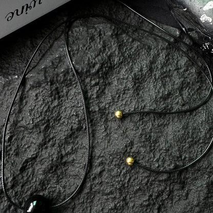 Accessories Adjustable Black Onyx Pendant Leather Cord Necklace